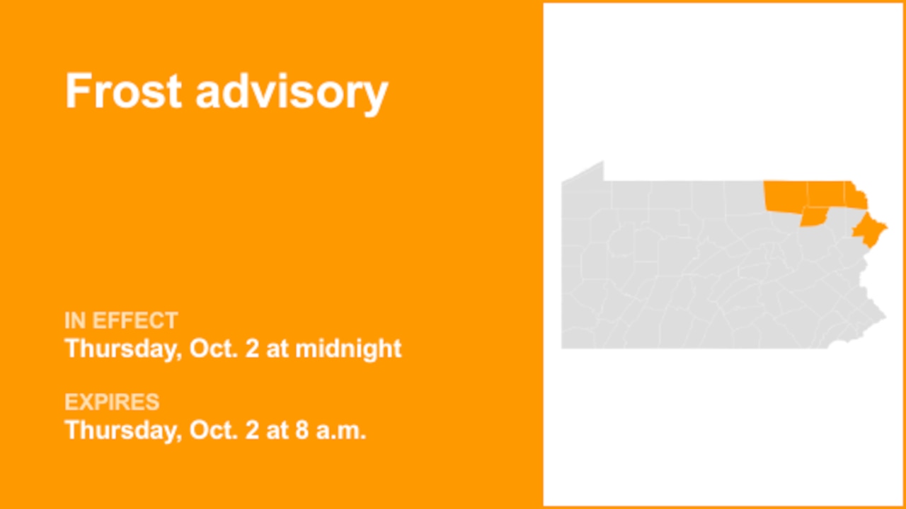 Update: Frost advisory affecting Northeast Pa. Thursday