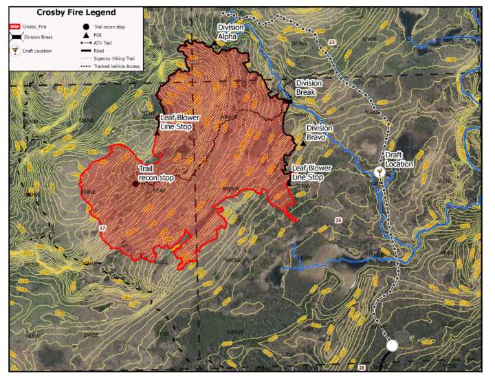 Crosby Fire grows to 210 acres, 35% contained