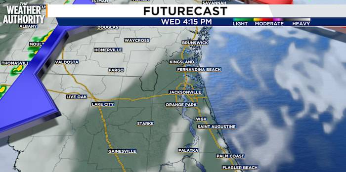 Mostly dry front clears thick clouds, bringing sunny, cooler weather for Northeast Florida, Southeast Georgia