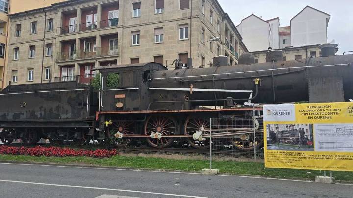 Ourense inicia la restauración de la histórica locomotora de vapor de A Ponte tras casi medio siglo expuesta al aire libre