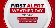 First Alert Weather Day on Saturday for scattered, disruptive rain