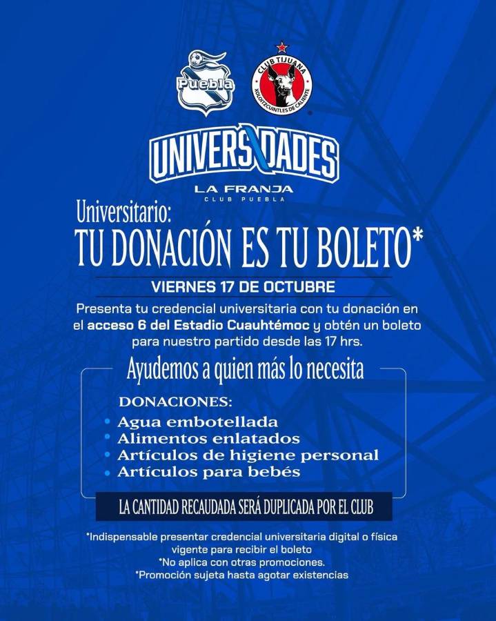 Club Puebla lanza iniciativa “Tu donación es tu boleto”