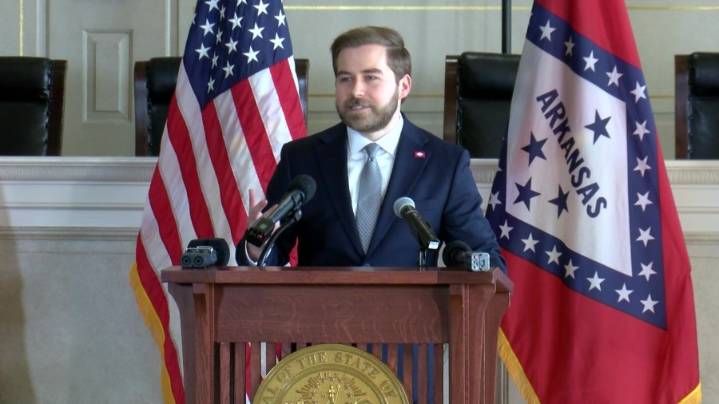 Arkansas Secretary of State making announcement on election security