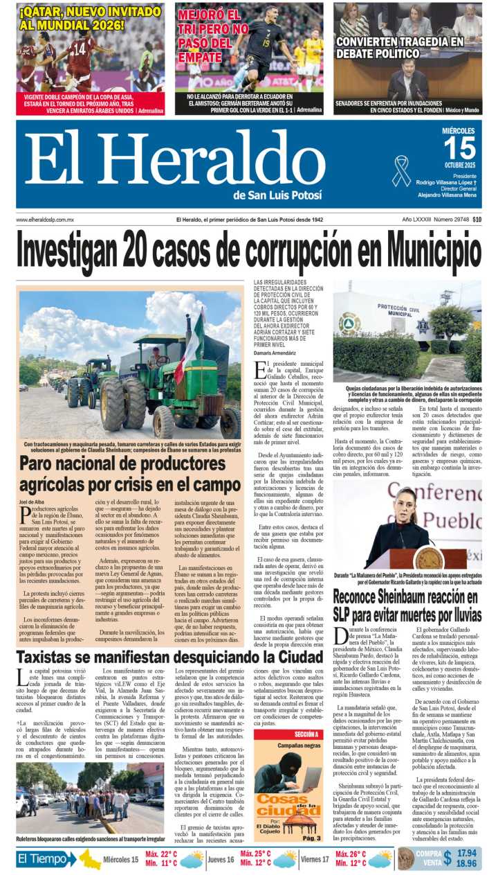 Edición impresa 15 de octubre de 2025