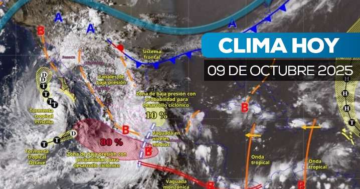 Jueves de lluvias extremas: “Priscilla” marca el clima en México
