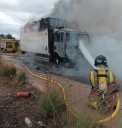 Incendio de un camión en la Carretera Yecla