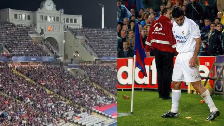 La grada de Montjuic no perdona a Figo: "Ese portugués hijo p*** es"