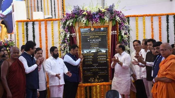 Maharashtra CM Devendra Fadnavis & His Deputies Perform Bhoomipujan For Ramabai Ambedkar & Kamraj Nagar Redevelopment