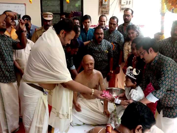Kerala: Union Minister Suresh Gopi participates in 'Vidyarambham'