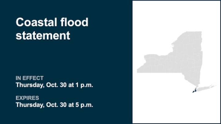 NYC weather: Coastal flood statement issued for New York City for Thursday
