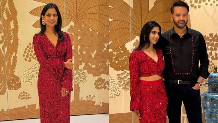 Isha Ambani Dazzles In Scarlet Sequins For Her Jamnagar Birthday Bash