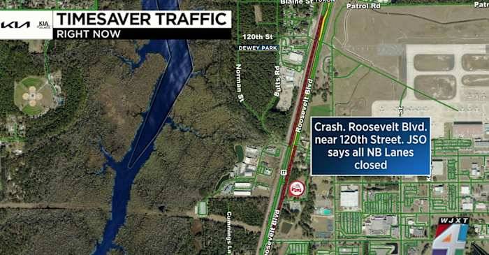 All northbound lanes of Roosevelt Blvd. near NAS Jacksonville blocked due to deadly crash