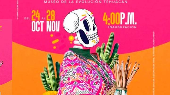 Tehuacán celebra el Día de Muertos con carteles, esculturas y coloridos altares