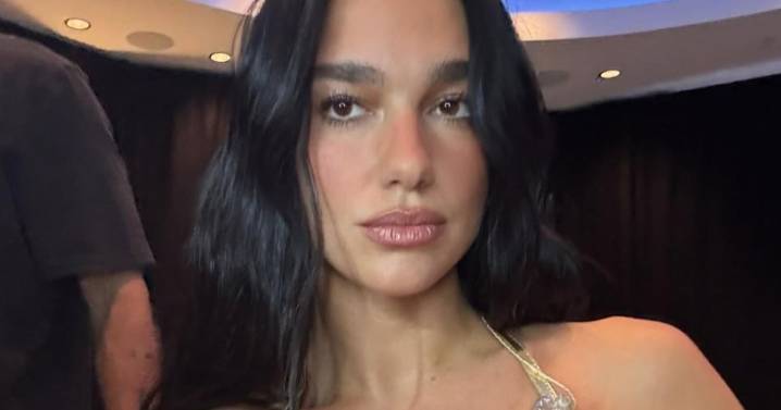 Dua Lipa Rocks Disco-Inspired Look in Sequined Bodysuit