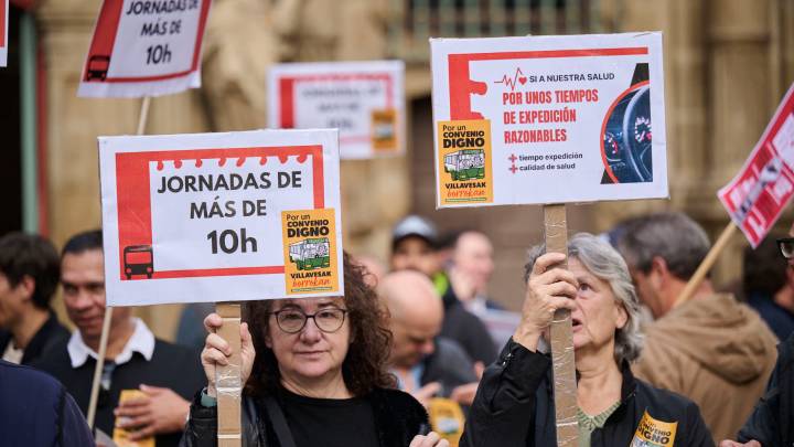Ocho meses de huelga en las villavesas de Pamplona: piden la implicación del Ayuntamiento en la negociación