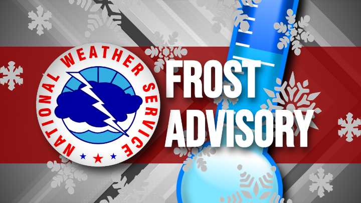 National Weather Service Issues FROST ADVISORY for Early Friday Morning