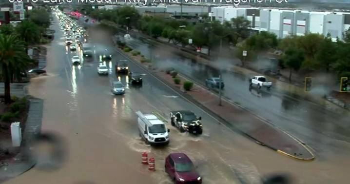 Stormy weather in Las Vegas leads to flood alerts, power outages, flight delays