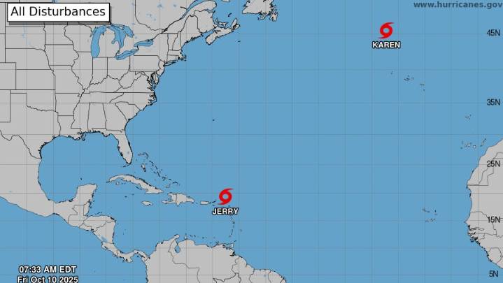 Well hello there Subtropical Storm Karen. See what NOAA is tracking