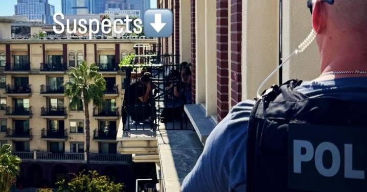Burglary suspects walk across building ledge seven stories up to avoid arrest, police say