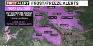 Frost & freeze alerts issued as lows drop into the 30s