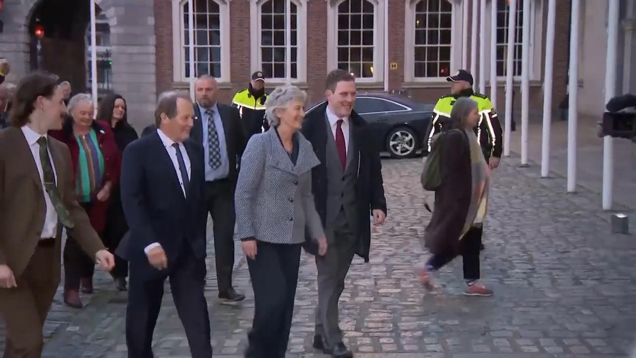 Arrival of new Irish President Catherine Connolly at Dublin Castle