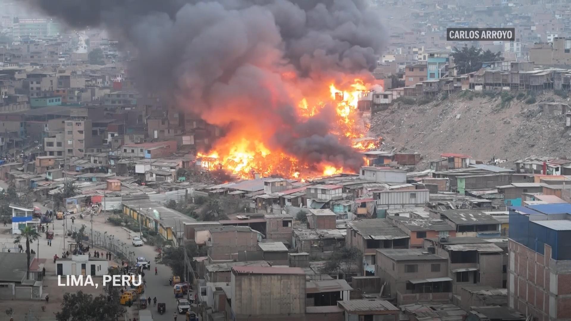 Lima neighborhood left devastated by fire which tore through homes