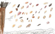 Weather Drawing: Windy days blow leaves away
