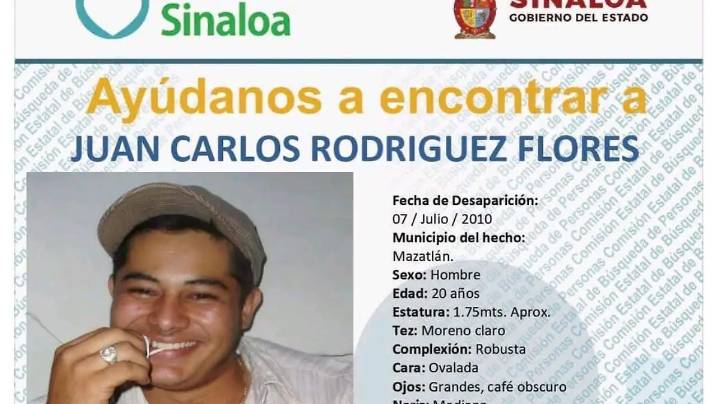 Juan Carlos desapareció en Mazatlán en 2010, durante la primera ‘guerra del narco’; su familia lo busca