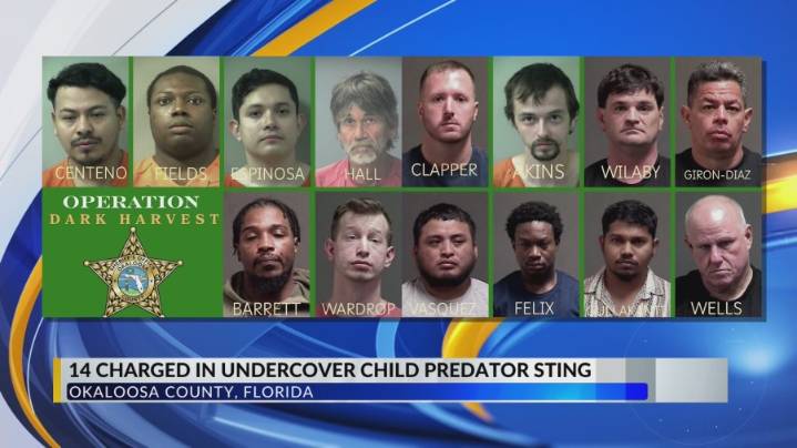 Okaloosa County Sheriff's Office arrests 14 men during child sexual predator operation