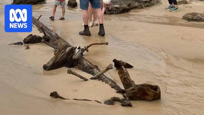 Mysterious military shipwreck appears on Target Beach in Jervis Bay