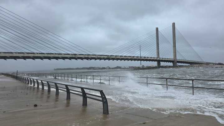 Indian River Inlet at high tide during Nor'easter Oct. 12