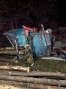 Crews work to clean up after log truck overturns in Durham County