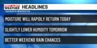 Building high pressure and tropical moisture gives us several breezy and wetter days