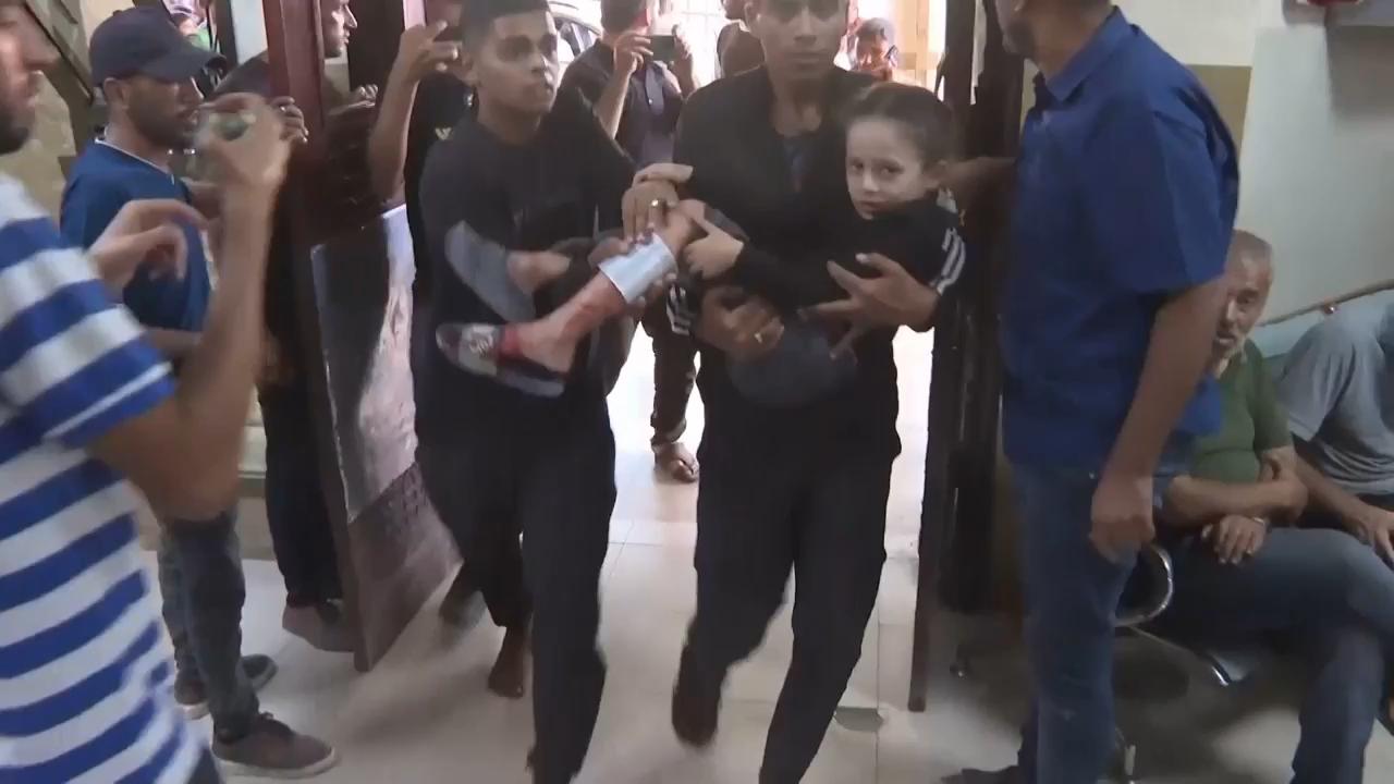 Children among the killed and injured by Israeli strikes arrive at Nasser hospital in Khan Younis