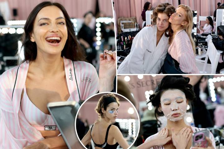Backstage at the Victoria’s Secret Fashion Show 2025: Models getting ready for the runway