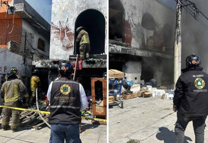 Bomberos sofocan incendio en edificio abandonado en la Av. López Portillo