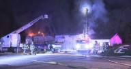 Crews battle large fire at Southampton, New Jersey, auto repair shop