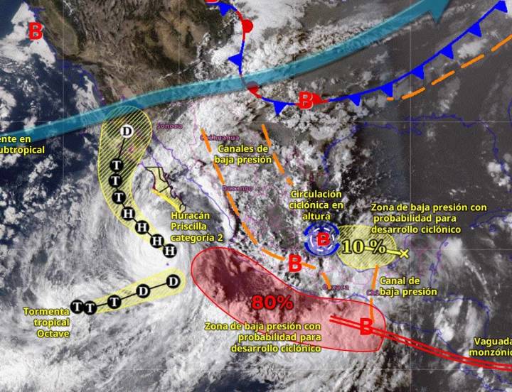 Clima en México hoy 8 de octubre de 2025: 'Priscilla' y zonas de baja presión provocarán lluvias en estos estados