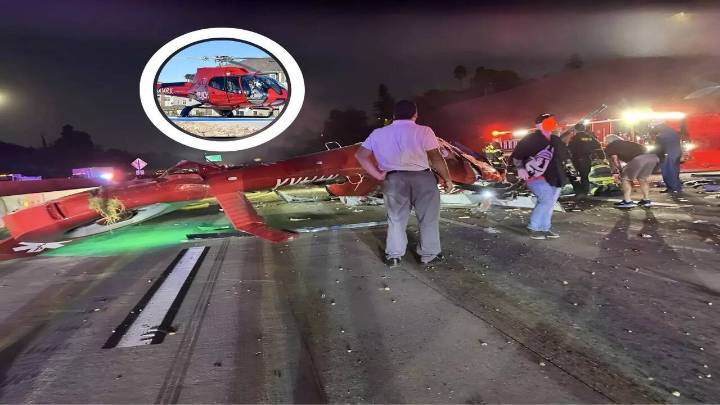 Watch: Medical helicopter crashes on highway 50, Sacramento in California