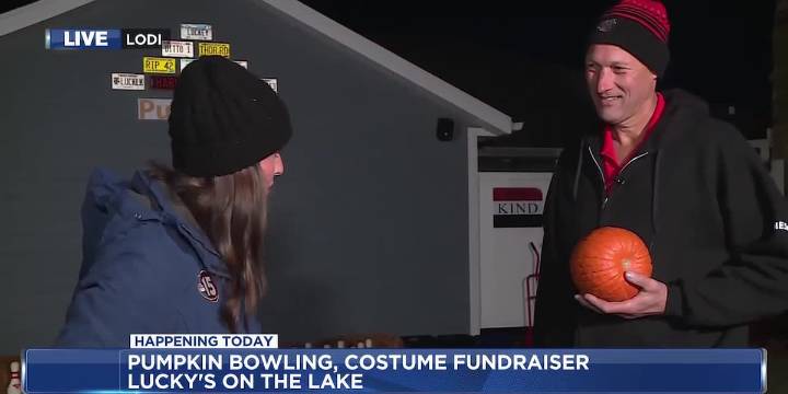 Pumpkin bowling at Lucky's on the Lake