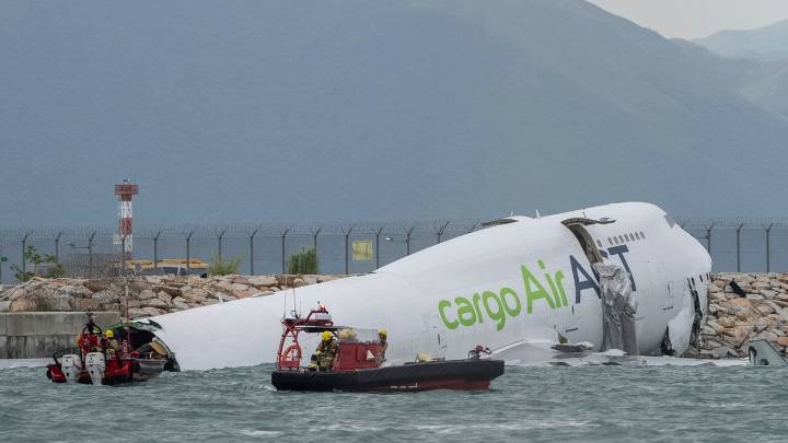 Emirates cargo plane crash lands into sea at Hong Kong International Airport, killing two people and closing major runway