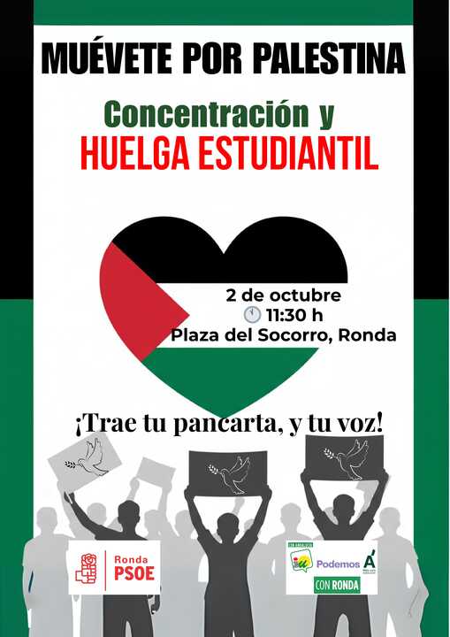 Con Ronda y PSOE convocan una concentración en apoyo al pueblo palestino