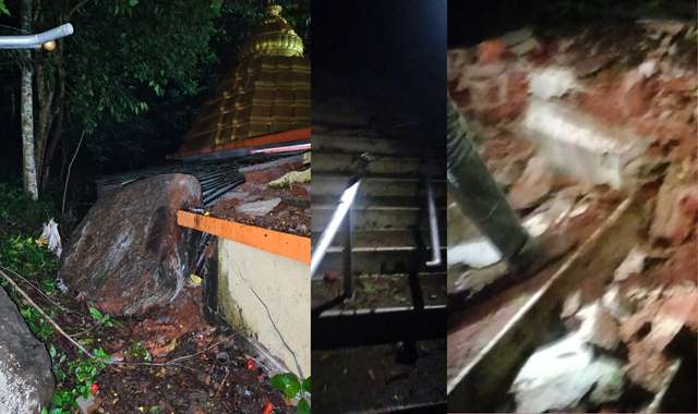 Massive Rockfall from Hill Damages Temple in Odisha’s Ganjam