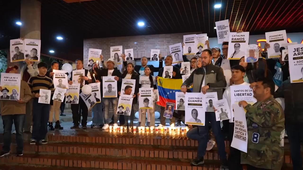 Venezuelans in Colombia call for political prisoners' release as they mark Machado's Nobel Prize