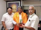 Lakshman C Poojary felicitates Suryakant Jay Suvarna on election as Billava Mahamandala president