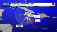 Tropical Storm Melissa lumbers through the Caribbean, killing an elderly man in Haiti