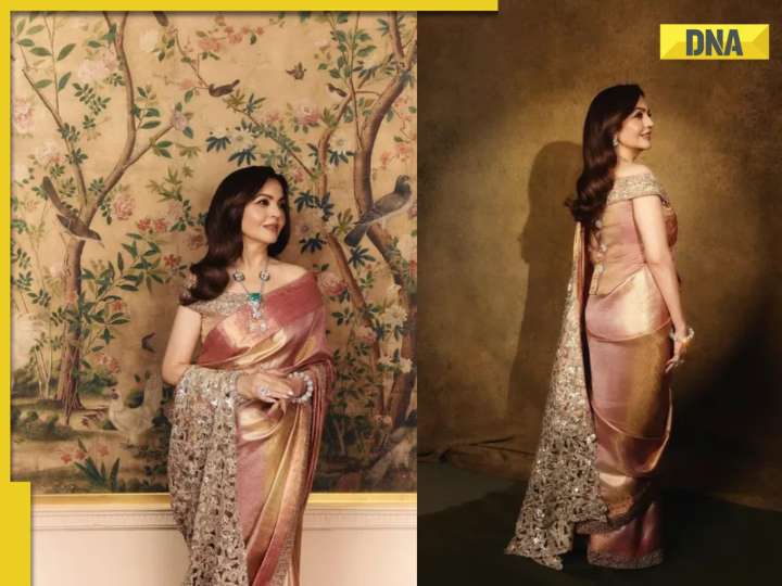 Nita Ambani stuns in off-shoulder blouse, draped in Kanchivaram saree at London