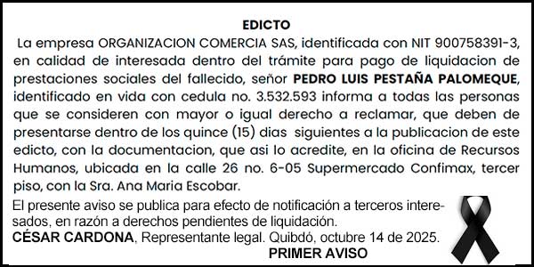 Edicto 1er. aviso Pedro Luis Pestaña Palomeque