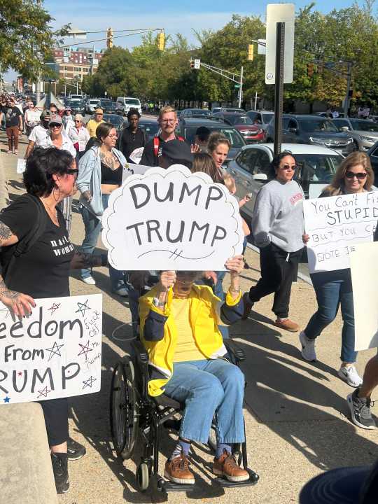 'No Kings' protesters demonstrate at Indiana Statehouse