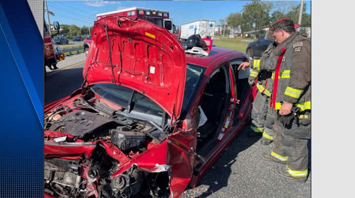 1 hospitalized after vehicle hits guardrail on I